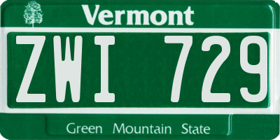 VT license plate ZWI729