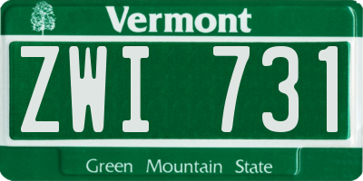 VT license plate ZWI731