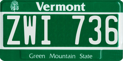 VT license plate ZWI736