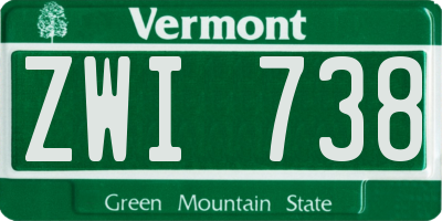 VT license plate ZWI738