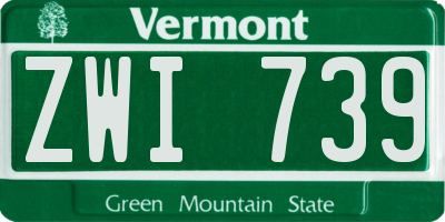 VT license plate ZWI739