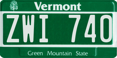 VT license plate ZWI740