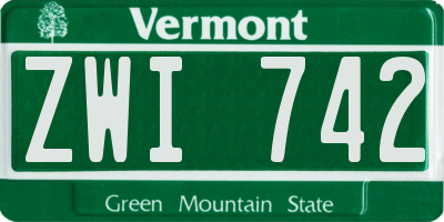 VT license plate ZWI742