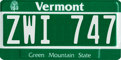 VT license plate ZWI747