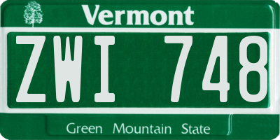 VT license plate ZWI748