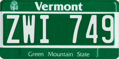 VT license plate ZWI749