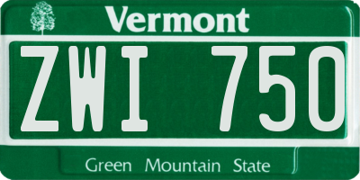 VT license plate ZWI750