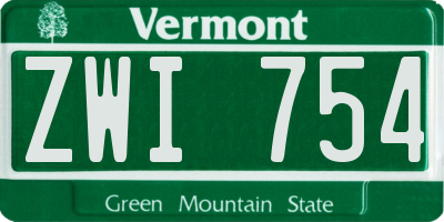 VT license plate ZWI754