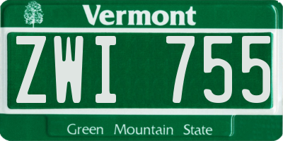 VT license plate ZWI755