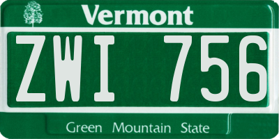 VT license plate ZWI756