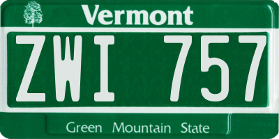 VT license plate ZWI757