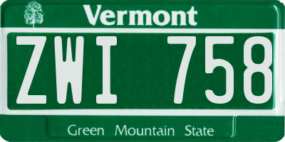 VT license plate ZWI758