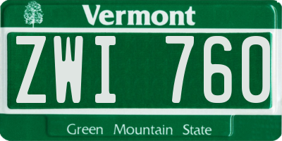 VT license plate ZWI760