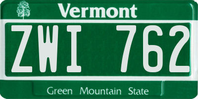 VT license plate ZWI762