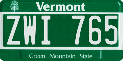 VT license plate ZWI765