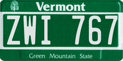 VT license plate ZWI767