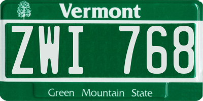 VT license plate ZWI768
