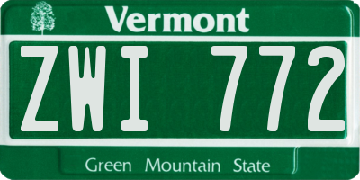 VT license plate ZWI772