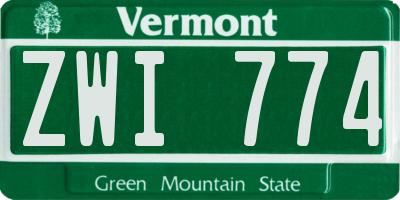 VT license plate ZWI774