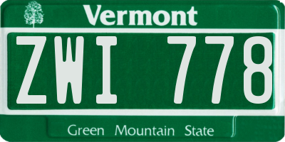 VT license plate ZWI778