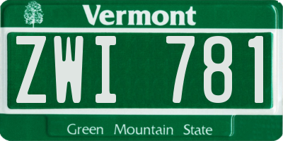 VT license plate ZWI781