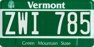 VT license plate ZWI785