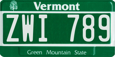 VT license plate ZWI789