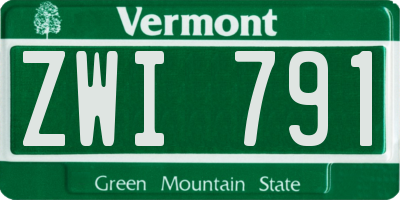 VT license plate ZWI791