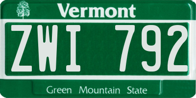 VT license plate ZWI792