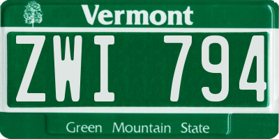 VT license plate ZWI794