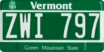 VT license plate ZWI797