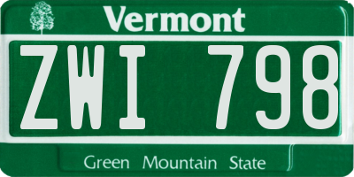 VT license plate ZWI798