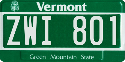 VT license plate ZWI801