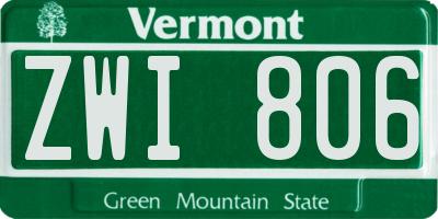 VT license plate ZWI806