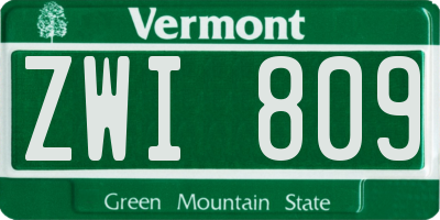 VT license plate ZWI809