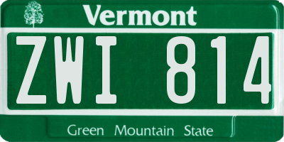 VT license plate ZWI814