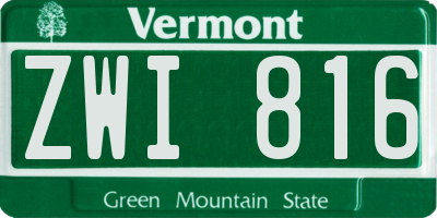 VT license plate ZWI816