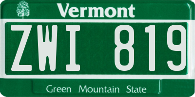 VT license plate ZWI819