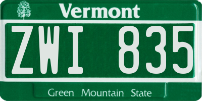 VT license plate ZWI835