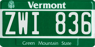 VT license plate ZWI836