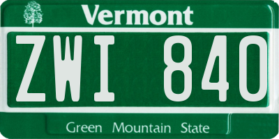 VT license plate ZWI840