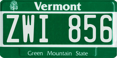 VT license plate ZWI856