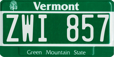 VT license plate ZWI857