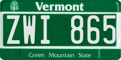 VT license plate ZWI865