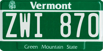 VT license plate ZWI870