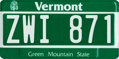 VT license plate ZWI871