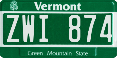 VT license plate ZWI874