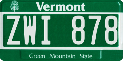 VT license plate ZWI878