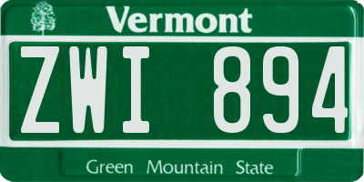 VT license plate ZWI894