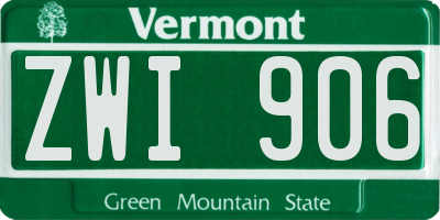 VT license plate ZWI906